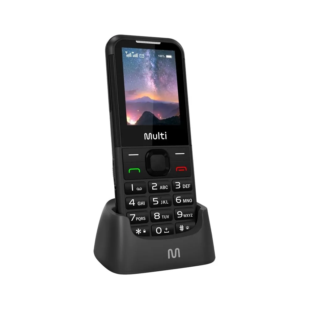 Celular Multi Vita 4G com Base Carregadora Dual Chip, Botão SOS, Câmera Preto - P9225