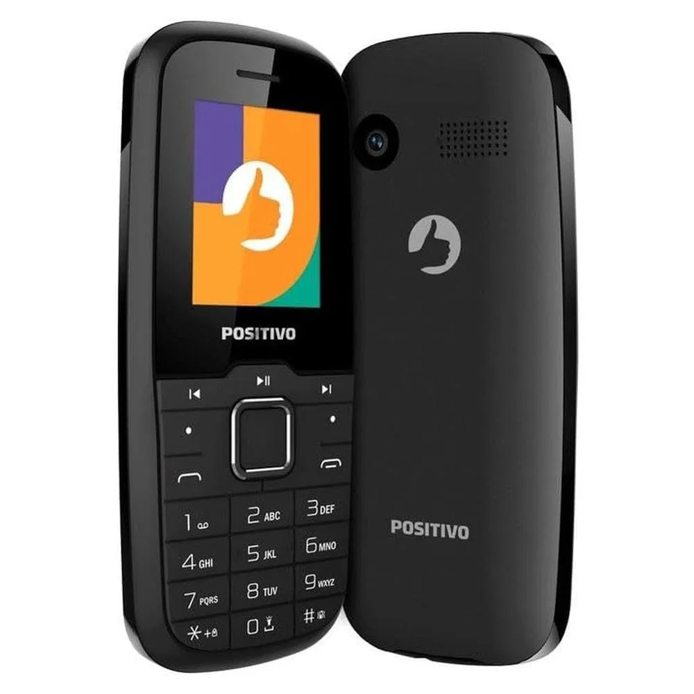 Celular Positivo P26 4G Tela 1,8", Câmera traseira, 48MB RAM 128MB, Bluetooth, Modem Tethering - Preto