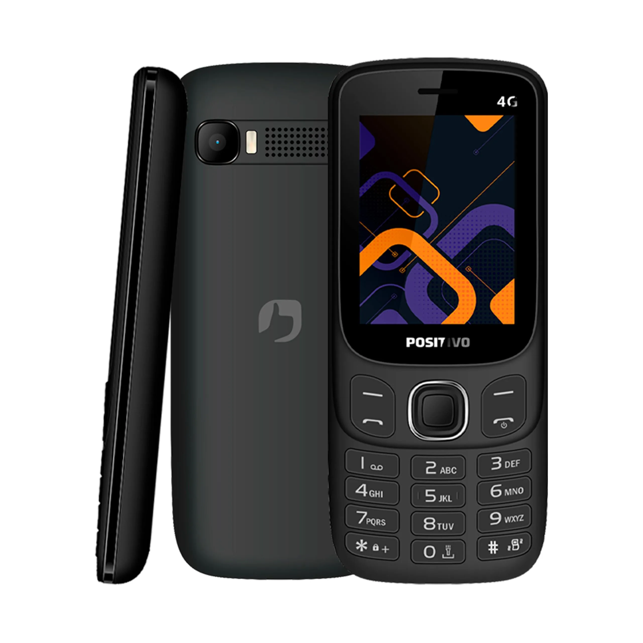 Celular Positivo P41 4G, Tela 2.4", 32MB RAM, Dual SIM, Rádio FM, Bateria 1000mAh - Preto